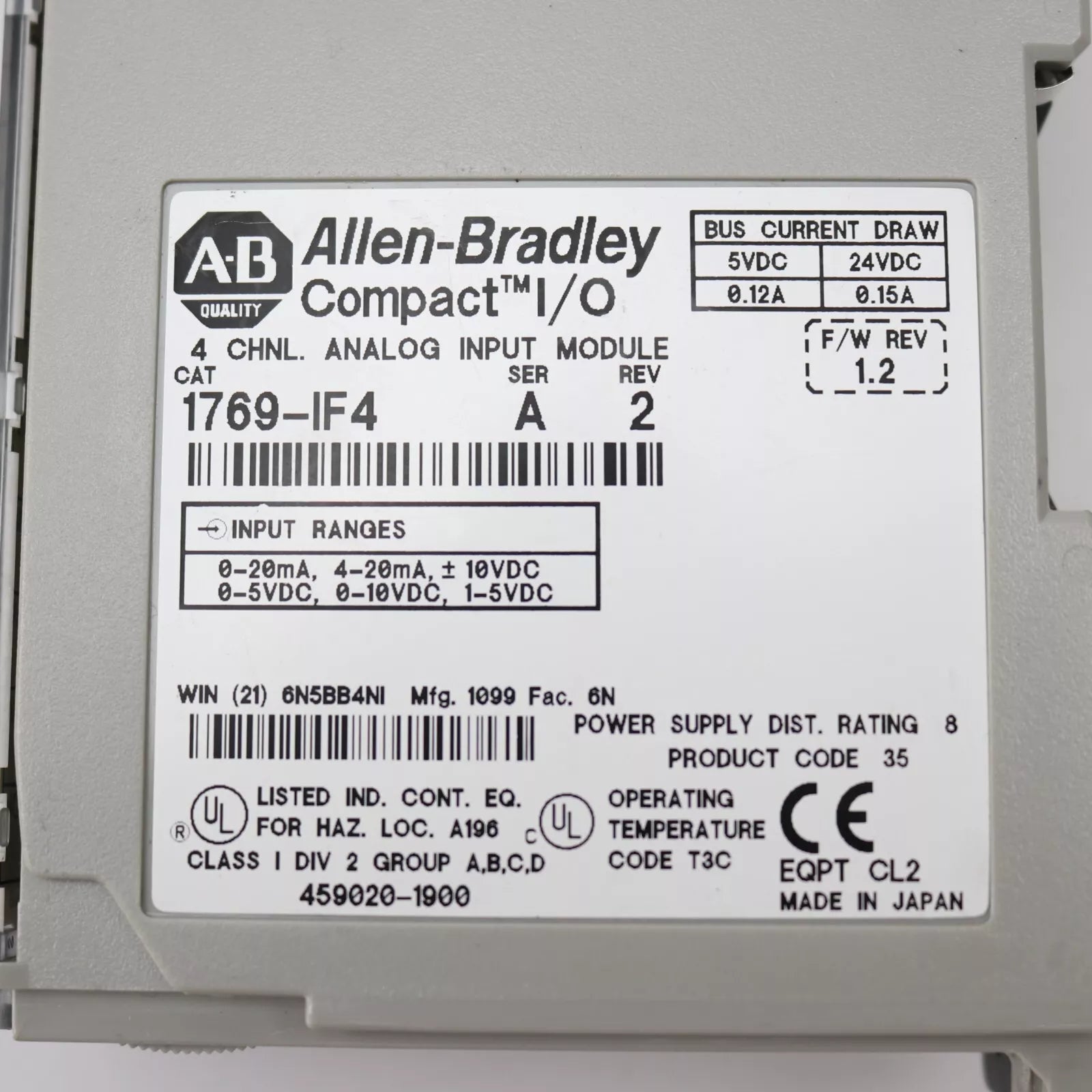 Allen Bradley 1769-IF4 CompactLogix 4-Ch Input Module - ALLEN BRADLEY
