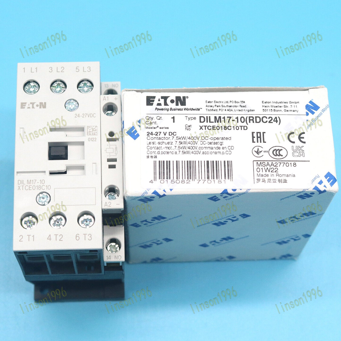 1PC Eaton Moeller DC Contactor DILM17-10 - EATON