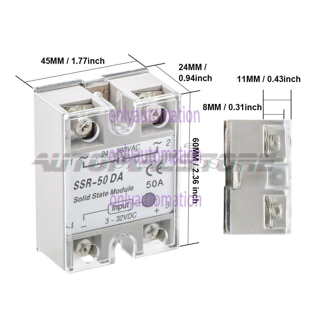 25A/40A/60A SSR-25DA/40DA/60DA Fotek Solid State Relay Module Alloy Heat Sink N!