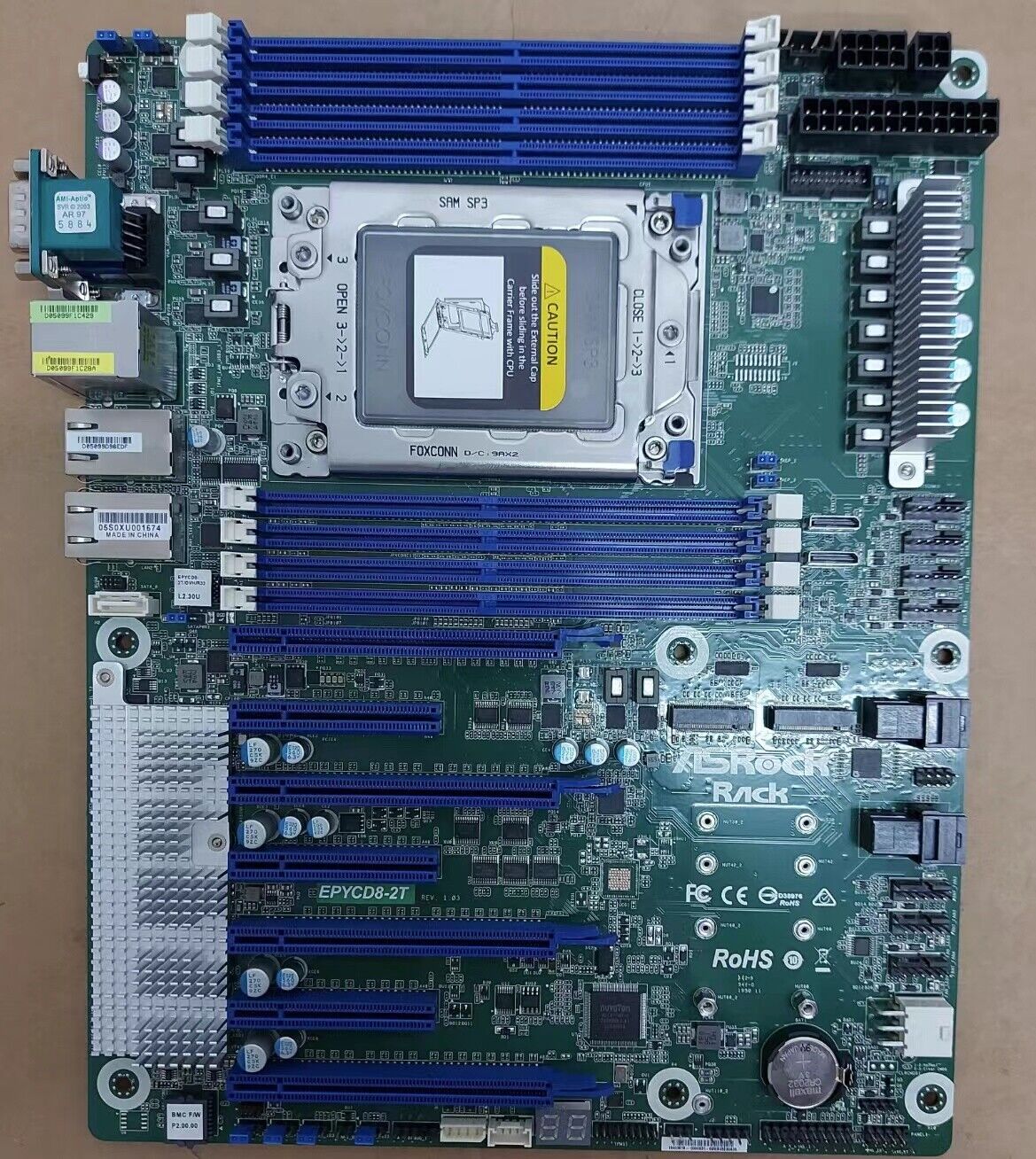 used ASRock EPYCD8-2T motherboard supports EPYC 7001/7002 7 PCIE dual M2 SSD