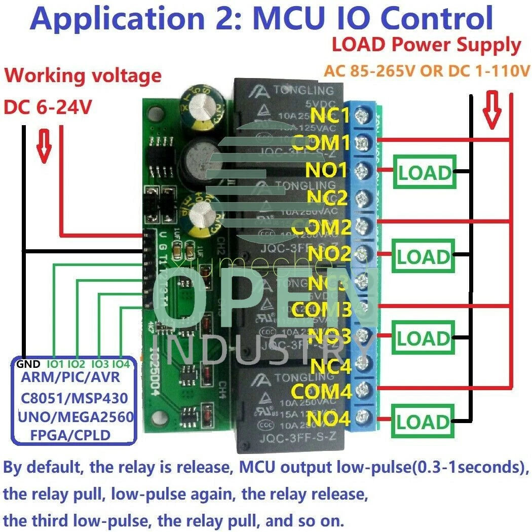 DC 6V-24V 4CH Flip-Flop Latch Relay Module Bistable Self-locking Electronic