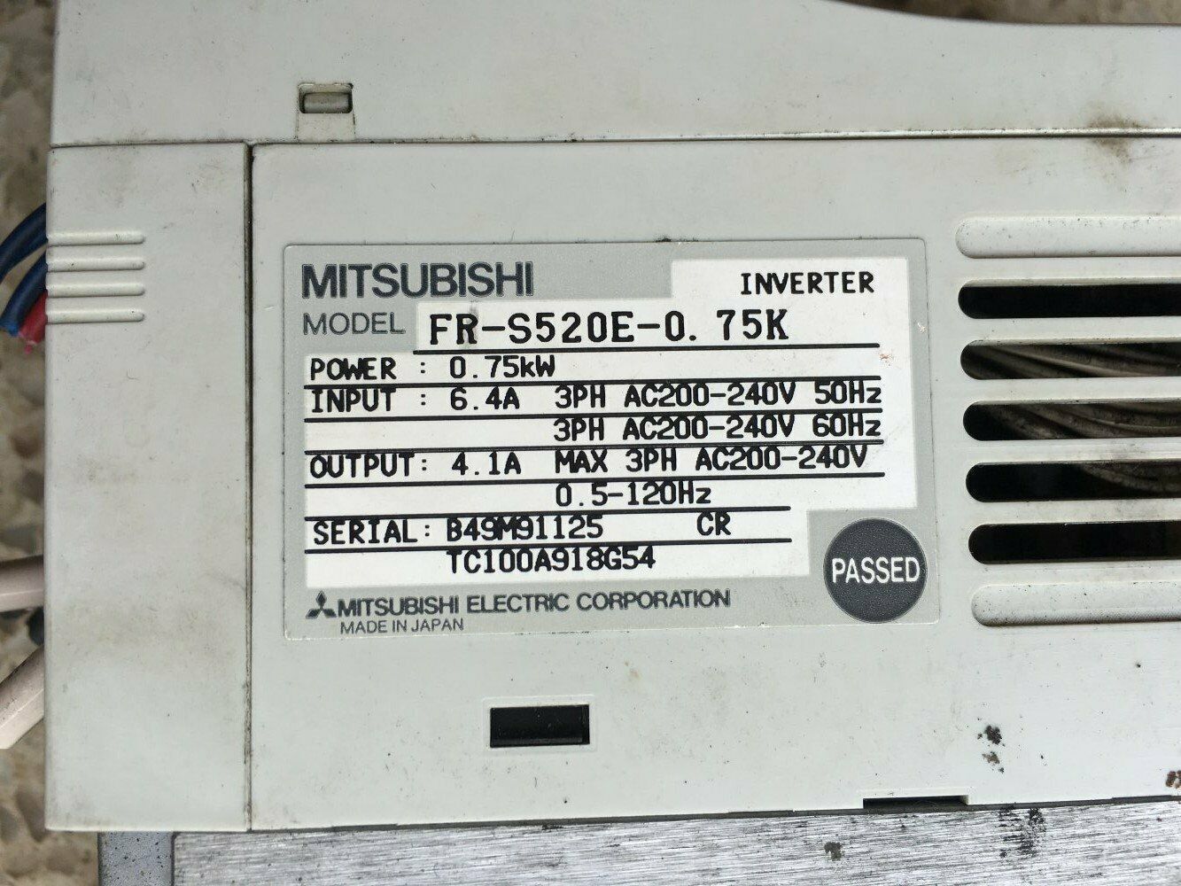 Used Mitsubishi Inverter S500 0.75KW 220V FR-S520E-0.75K Tested Good - MITSUBISHI