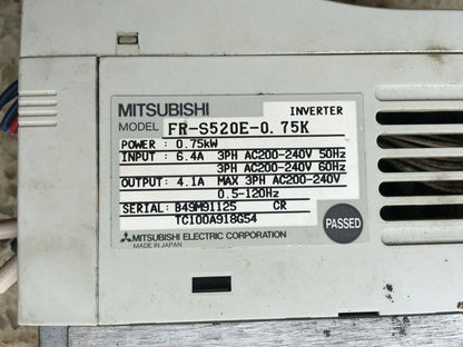 Used Mitsubishi Inverter S500 0.75KW 220V FR-S520E-0.75K Tested Good - MITSUBISHI