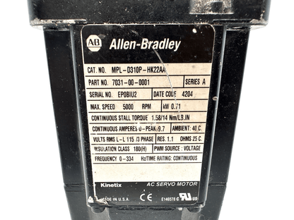 used Allen Bradley MPL-D310P-HK22AA Servo Motor - ALLEN BRADLEY
