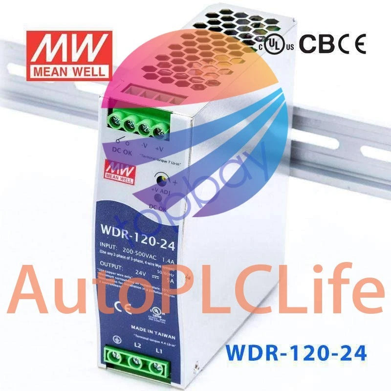Mean Well WDR-120-24 Single Output Industrial Power Supply 120W 24V - DIN Rail