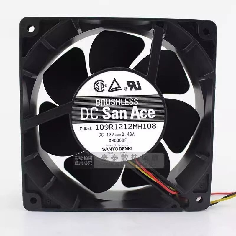 Sanyo 109R1212MH108 12038 DC12V 0.48A 12CM 3-Wire Silent Cooling Fan