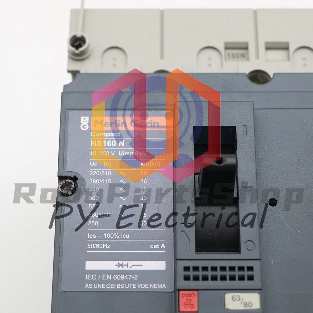 Merlin Gerin Fixed breaker NS160N with 63/80 amp plug-in /RS