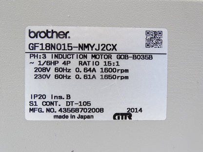 GTR GF18N015-NMYJ2CX MOTOR 18V 15A 4800 RPM - GTR