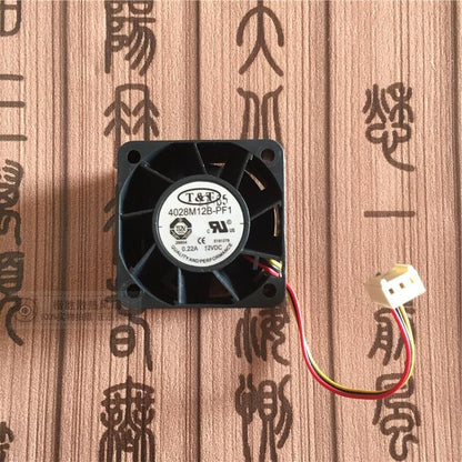 T&T 4028M12B-PF1 40*40*28MM DC12V 0.22A 3-Wire Dual Ball Cooling Fan