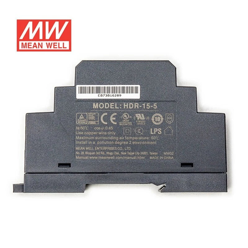 Mean Well HDR-15 Series DIN Rail Power Supply 15W 5V 12V 24V 48V