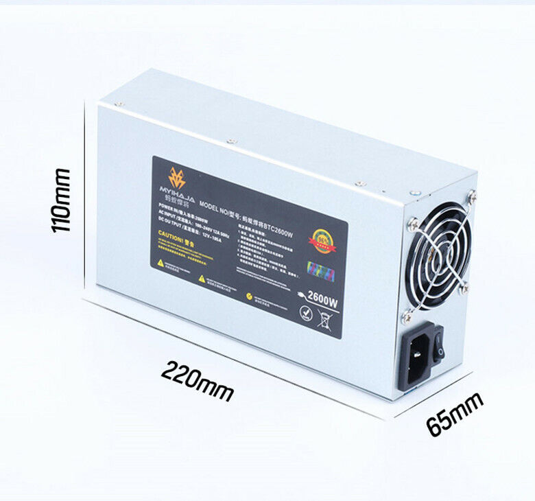 new 2600W with 10*6P plugs 8 graphics card 96 PLUS 2U single 12V power supply - KOEED