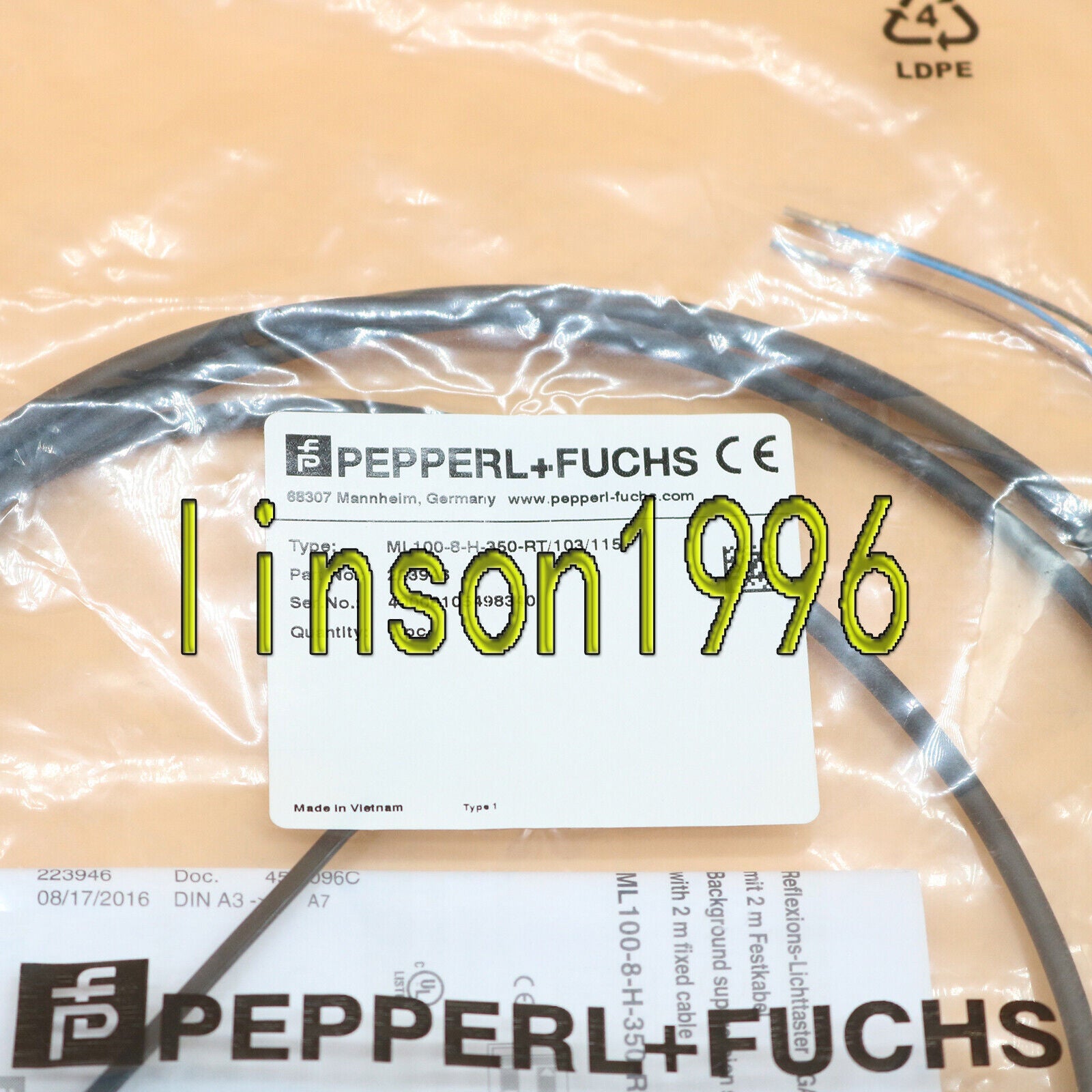 Pepperl+Fuchs ML100-8-H-350-RT/103/115 Sensor - PEPPERL+FUCHS