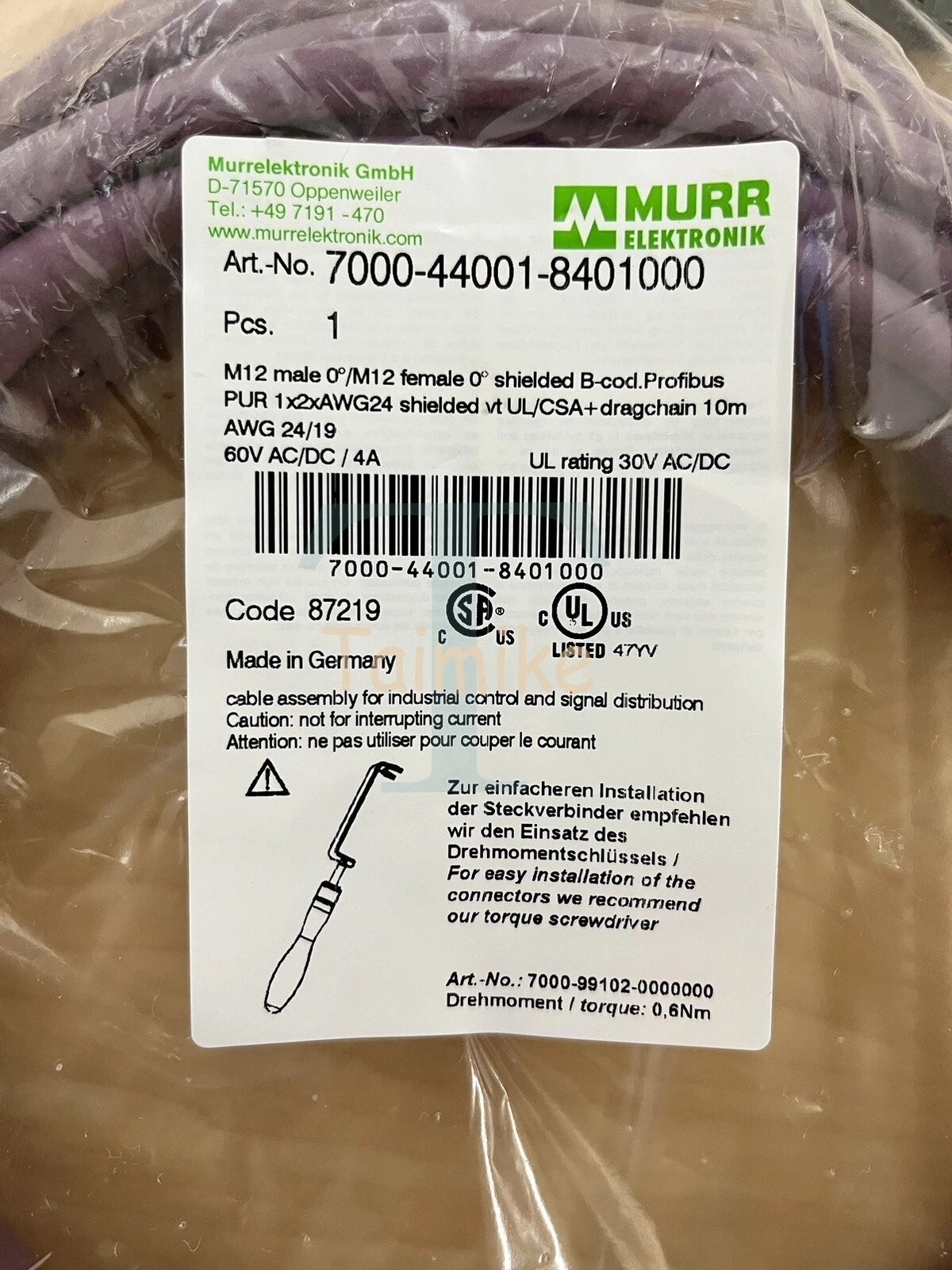 ! Murr 7000-44001-8401000 M12 Male M12 Female Shielded Profibus Cable - 87219