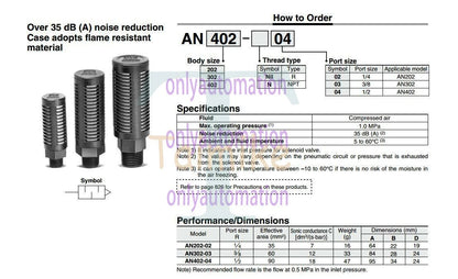 SMC AN302-03 Silencer High Noise Reduction Type 1PC