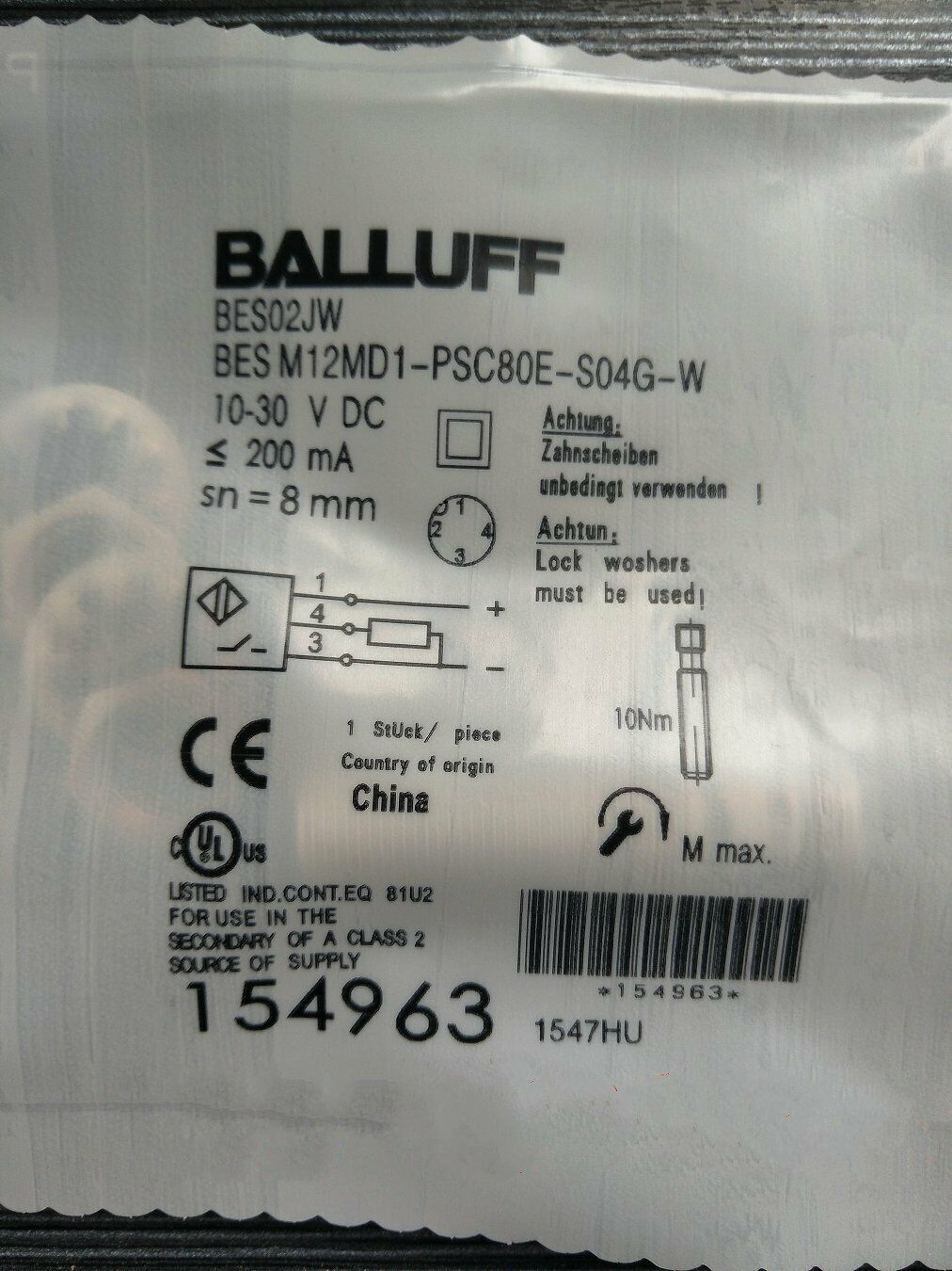 ONE BALLUFF Proximity Switch BES M12MD1 PSC80E S04G W - BALLUFF