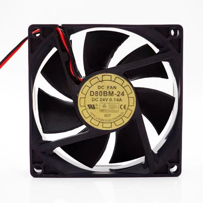 1PCS D80BM-24 8025 DC24V 0.14A 8CM 2-Wire Dual Ball Inverter Cooling Fan