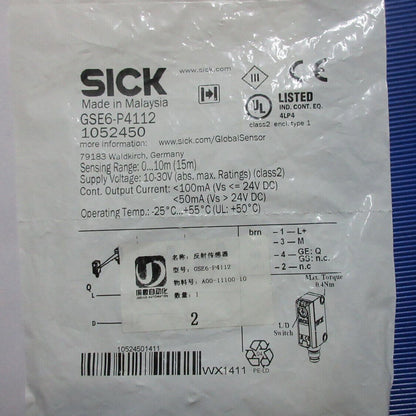 1PC SICK Photoelectric Sensor GSE6-P4112 24V DC 1.5m Range ±1% Accuracy IP67 - SICK