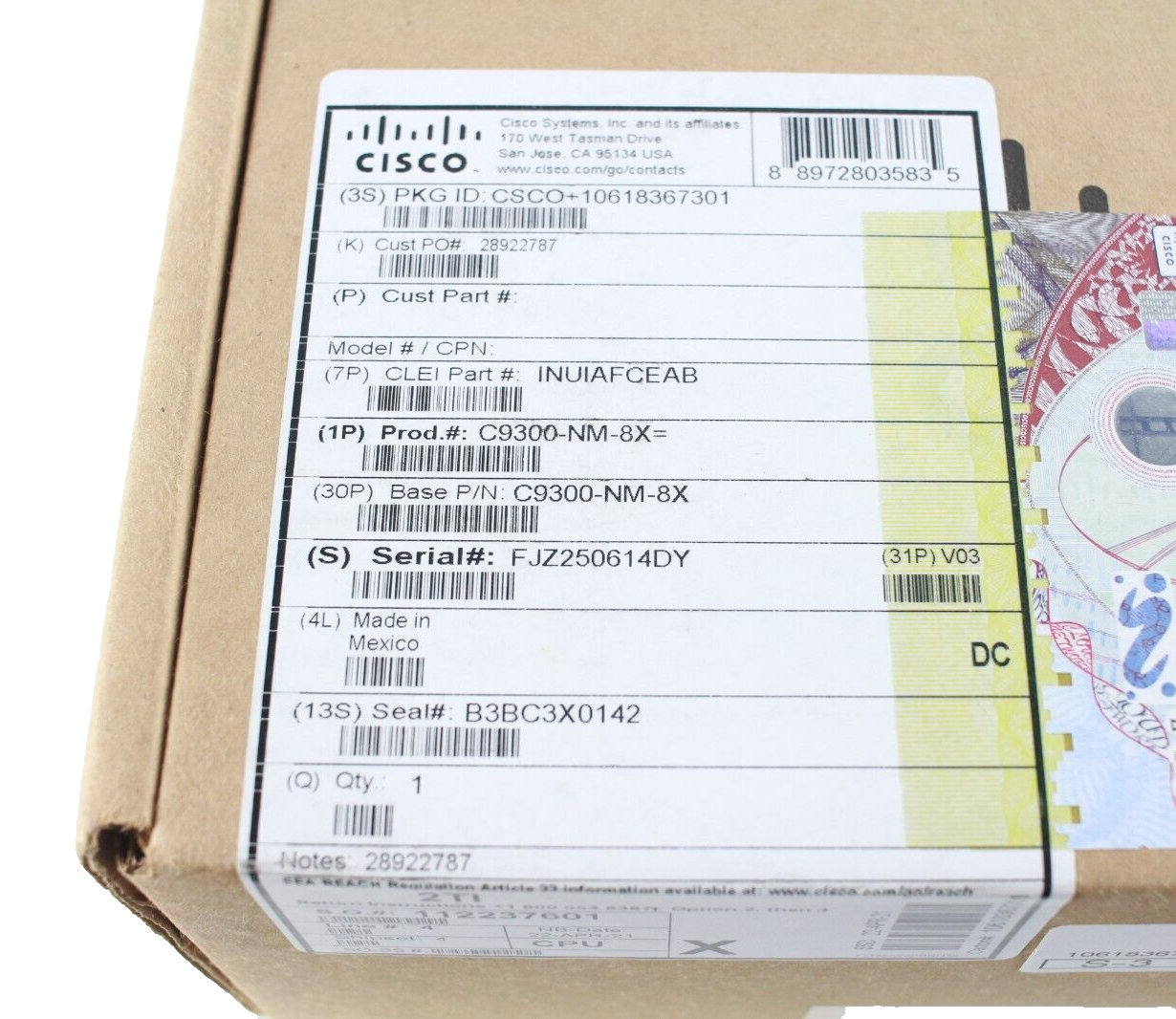 new  Cisco Catalyst C9300-NM-8X 10G 8-Port Network Switch Module (BHN)