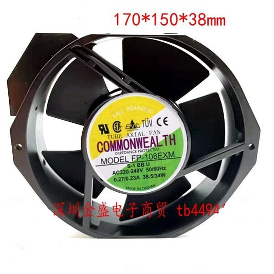 COMMONWEALTH FP-108EXM AC220V-240V 0.27/0.23A 38.5/.4W 17238 17CM Cooling Fan