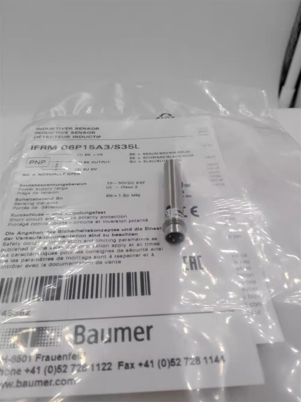 1PCS BAUMER IFRM 06P15A3/S35L Proximity Switch - BAUMER