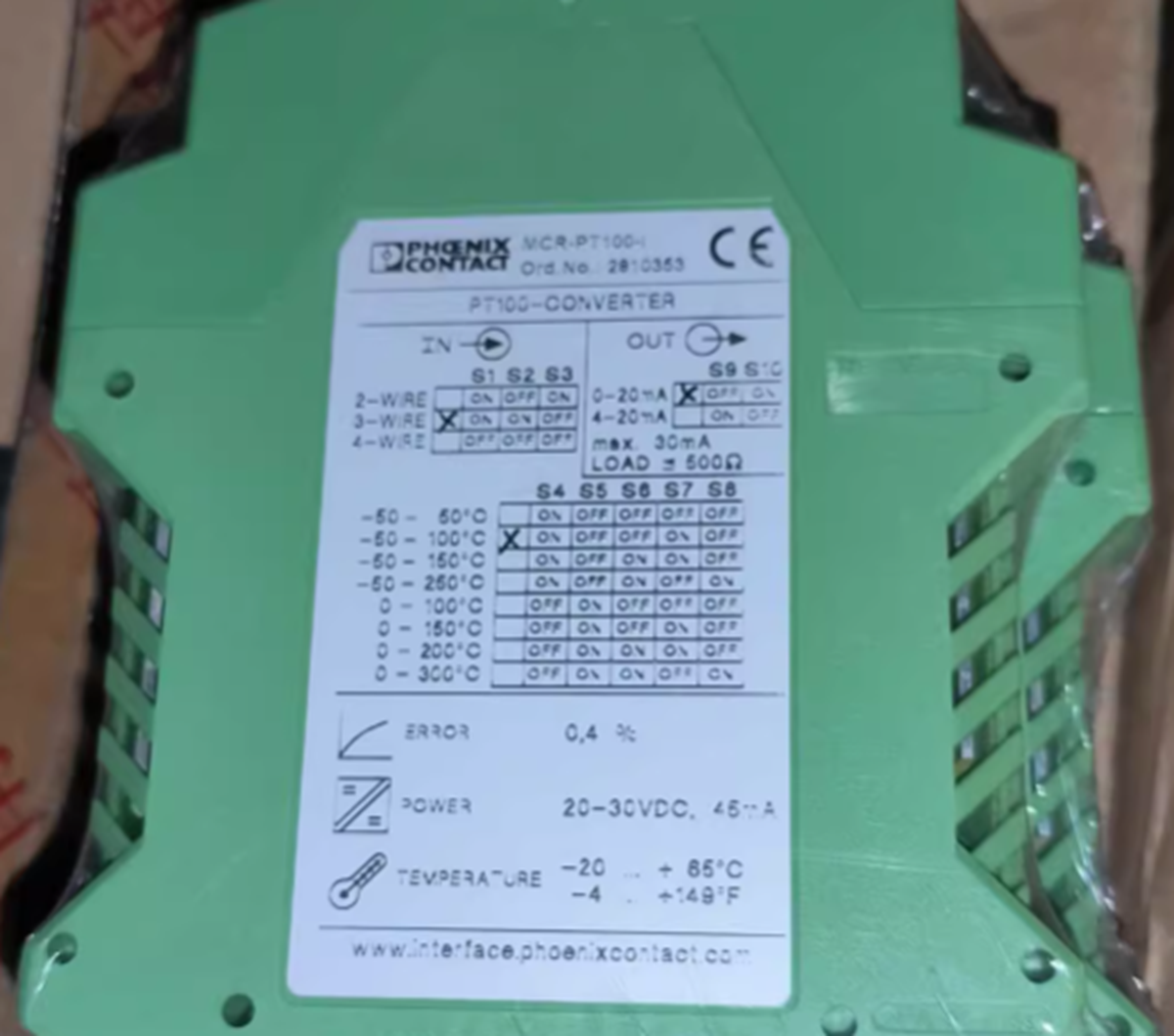 Phoenix MCR PT100 Temperature Converter - PHOENIX