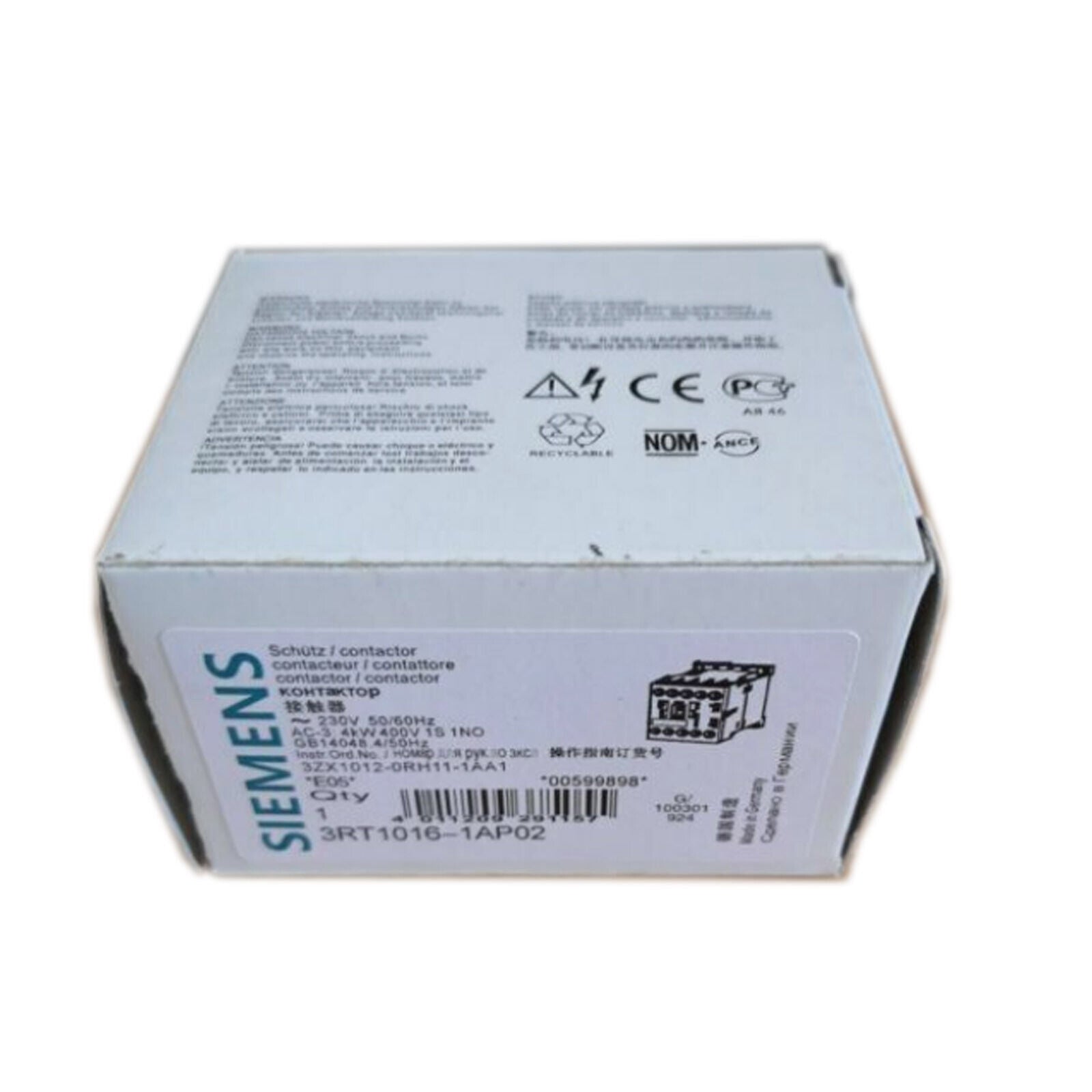 1 PCS  IN BOX Siemens 3RT1016-1AP02 AC contactor AC230V Siemens