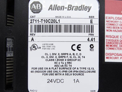 Allen Bradley Series E HMI Controller 2711-T10C20L1 - ALLEN BRADLEY