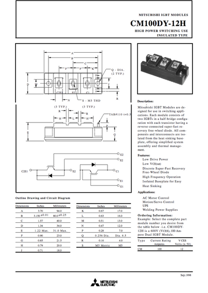MITSUBISHI CM100DY-12H Power Supply Module - MITSUBISHI