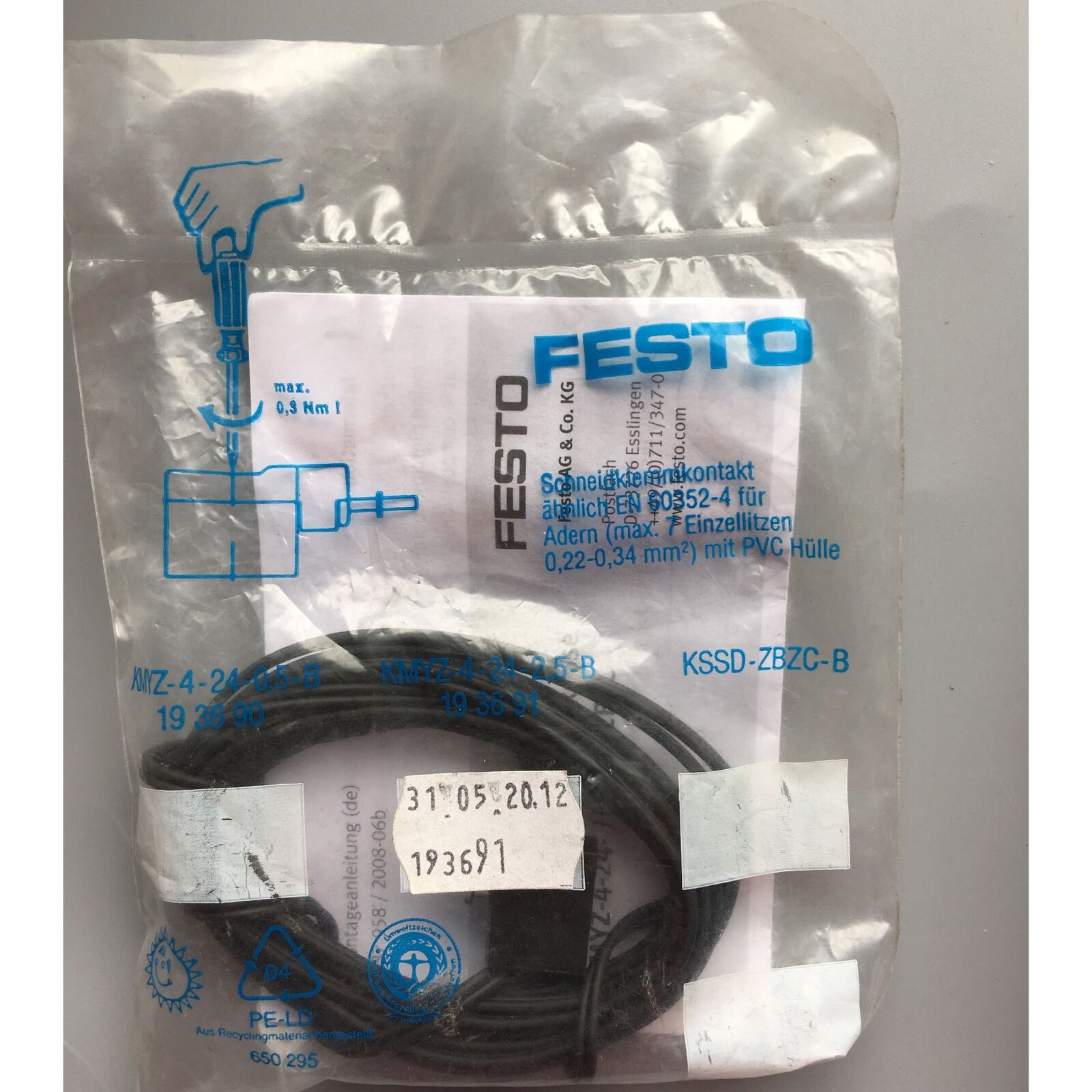 FESTO Cable KMYZ-4-24-2.5-B 193691 SPOT STOCKS - FESTO