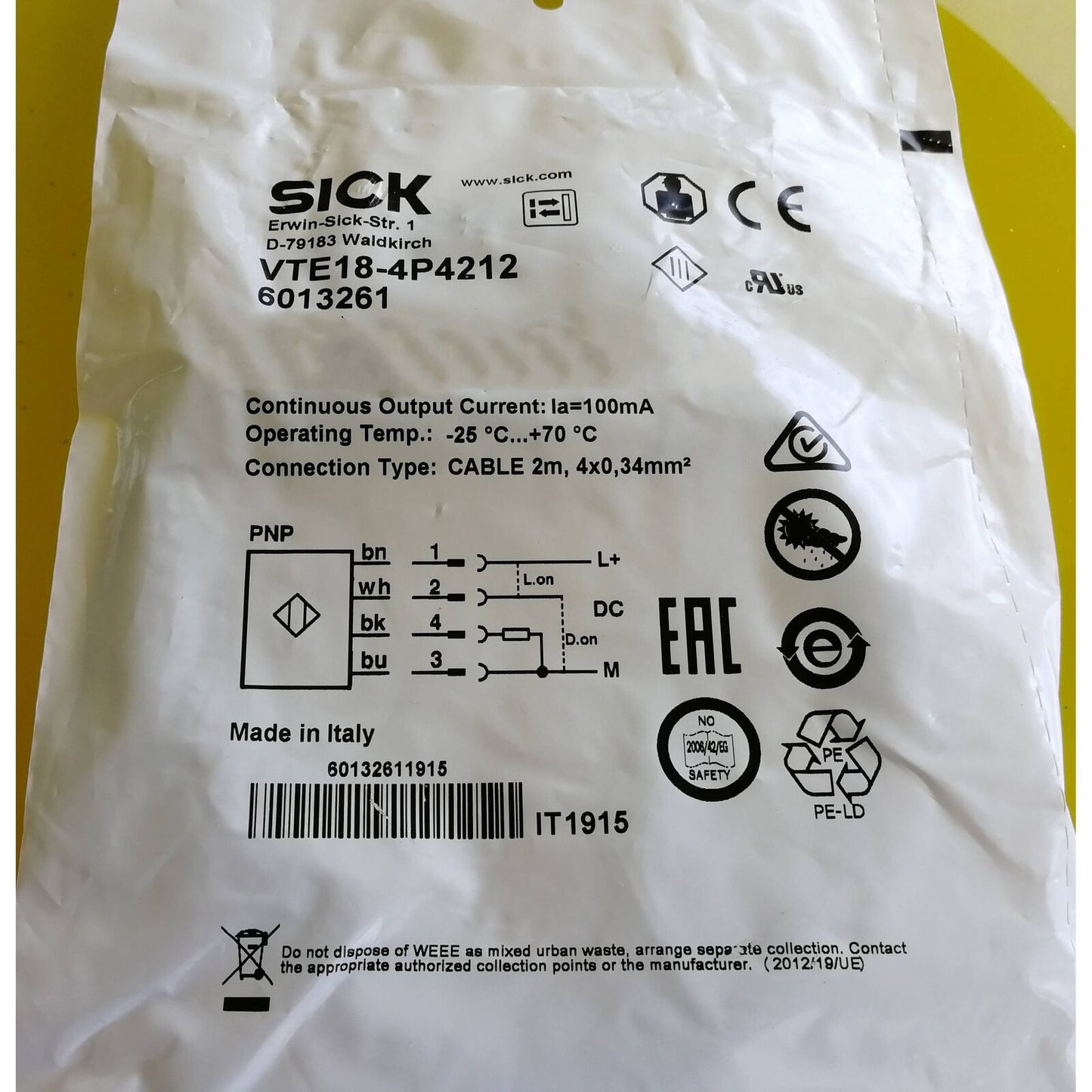 ONE Sick Photoelectric Sensor VTE-18-4P4212 Spot in Bag Stock - ONE SICK