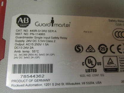 Guardmaster Safety Relay 440R-S13R2 - AB GUARDMASTER