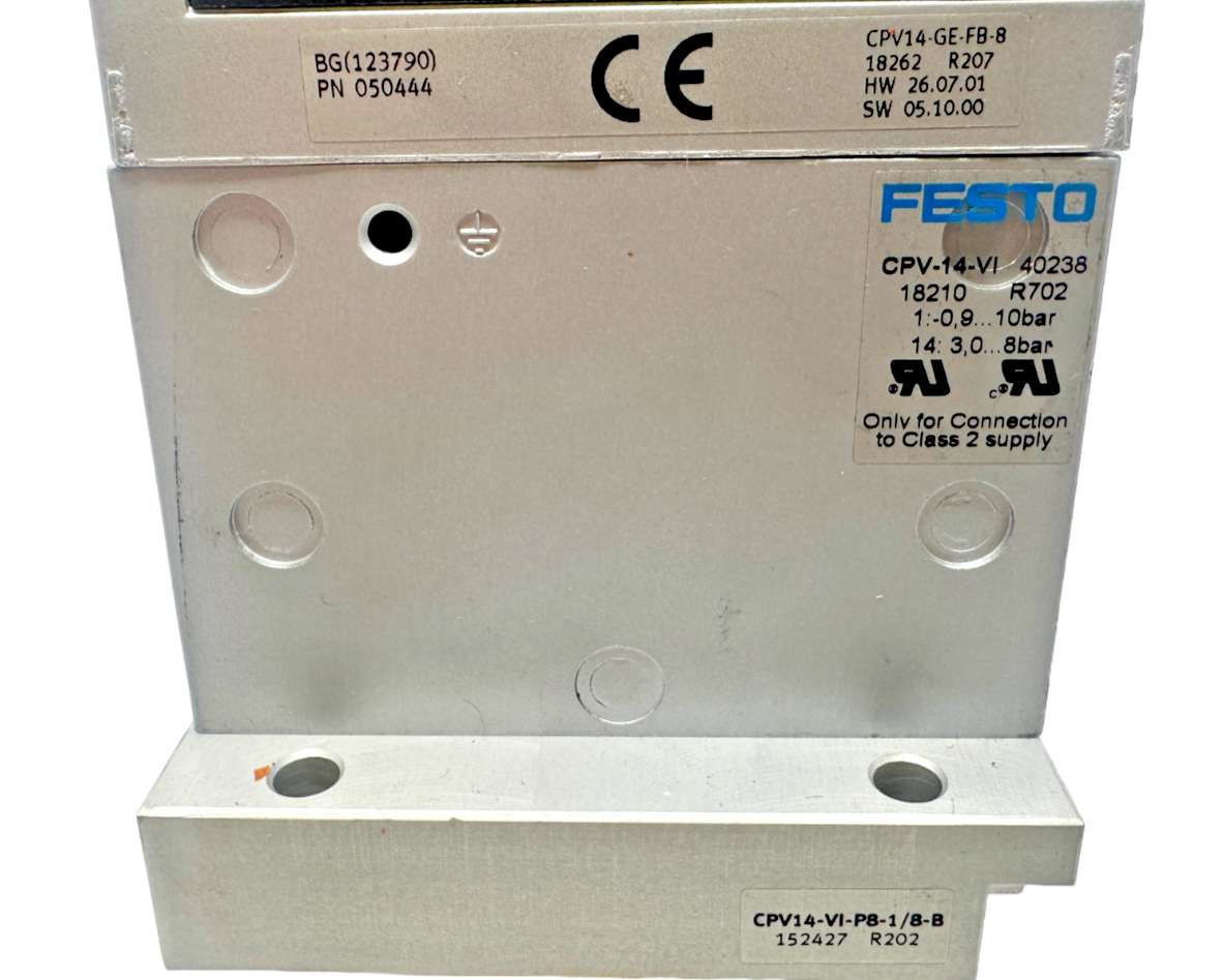 used Festo CPV-14-VI w/161362 x7, 161360 x1, CPV14-GE-FB-8, CPV14-VI-PB-1/-B Terminal - FESTO