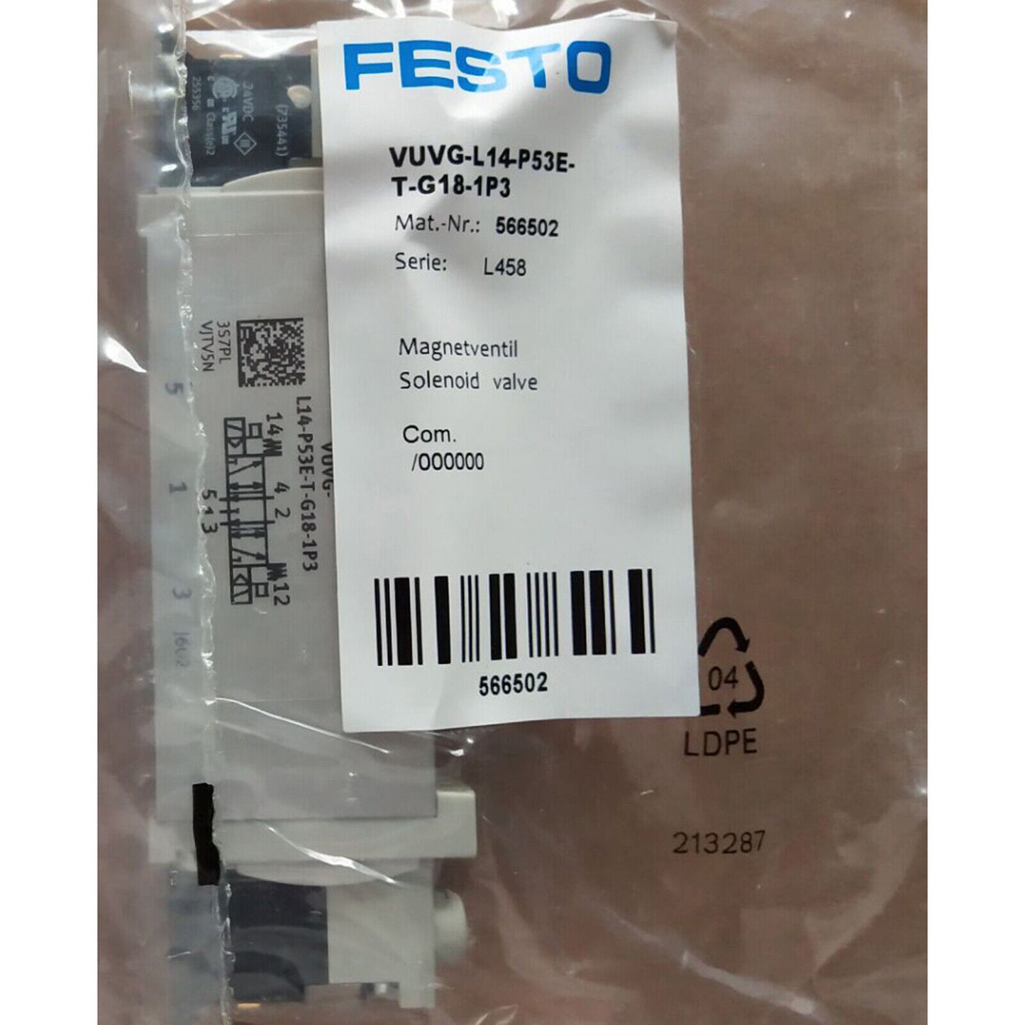 New FESTO 1Pc Solenoid Valve VUVG-L14-P53E-T-G18-1P3 | High-Quality Industrial Valve | FESTO Quality | Industrial Flow Control | FESTO Volumetric Flow | FESTO Pressure Regulation - FESTO