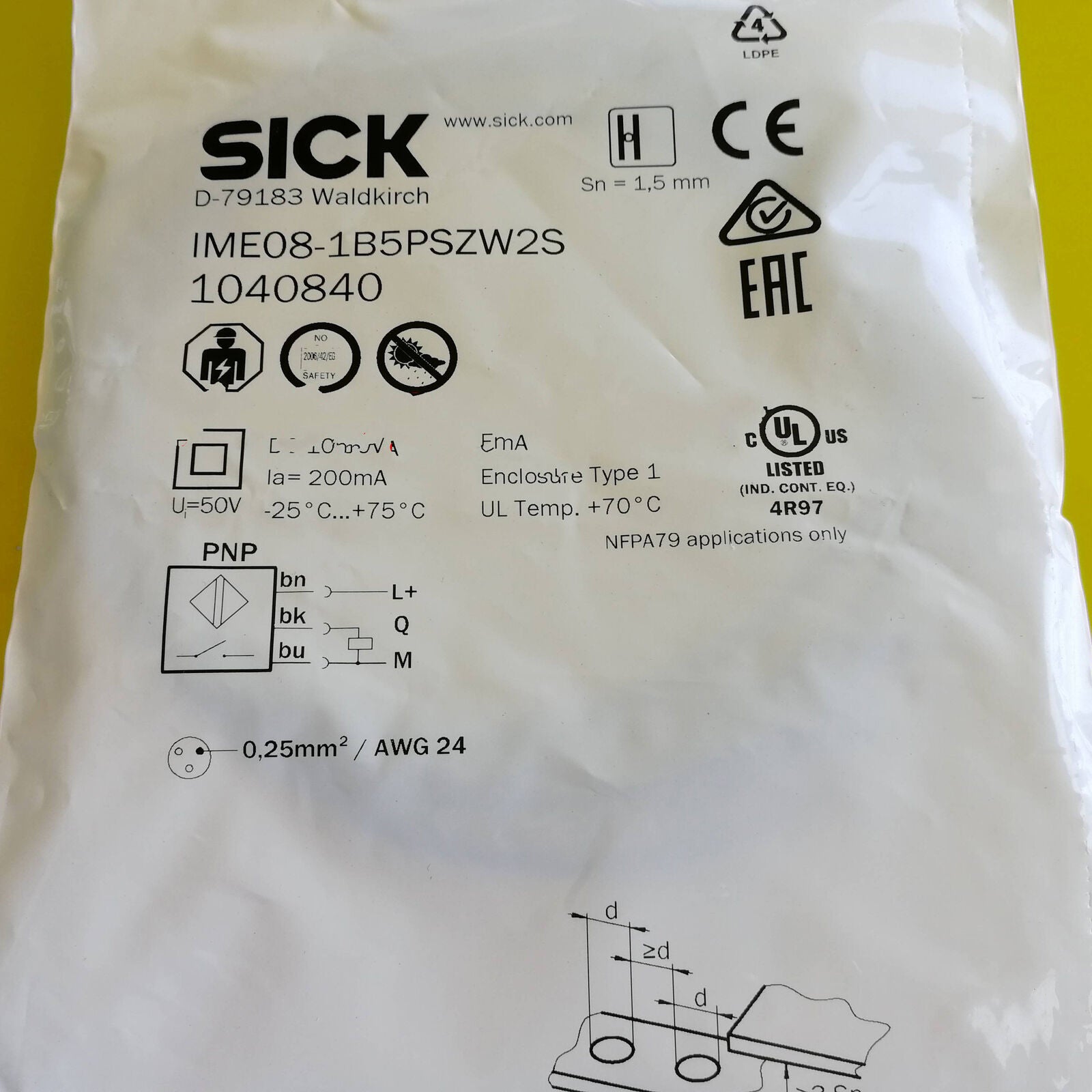 ONE SICK Photoelectric Switch IME08-1B5PSZW2S Fast - ONE SICK