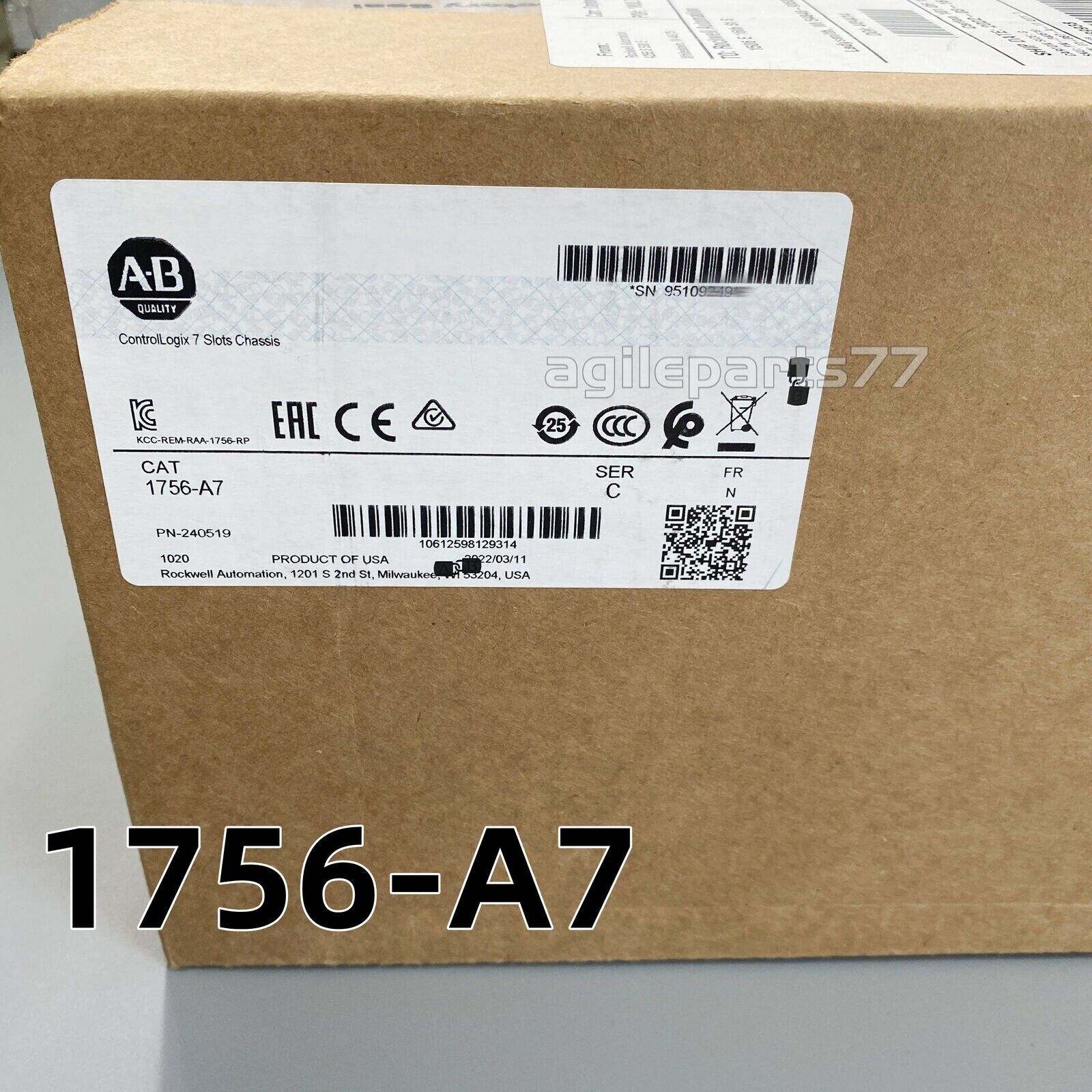 Allen-Bradley SER C ControlLogix 7 Slots Chassis Model 1756-A7 New Factory Sealed - ALLEN-BRADLEY