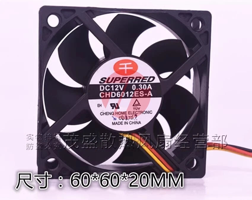 SUPERRED CHD6012ES-A 6020 DC12V 0.30A 6CM 3-Pin PWM Silent Cooling Fan