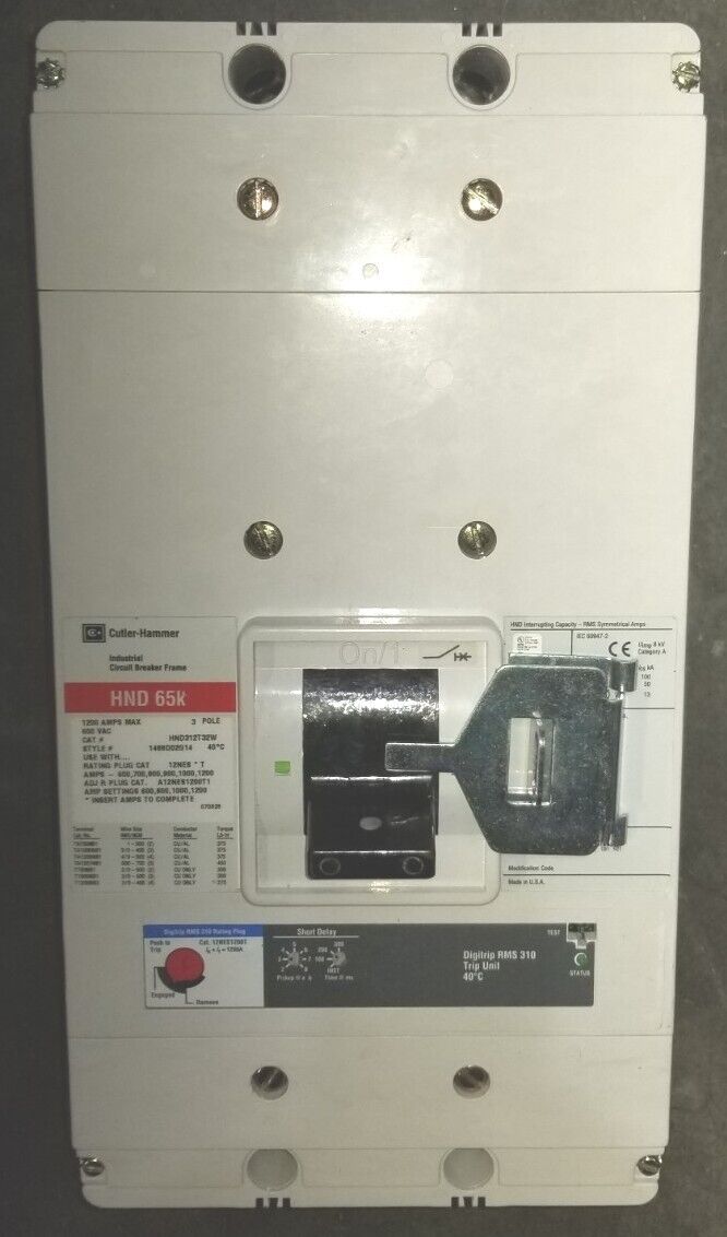 Eaton HND312T33W Circuit Breaker With 1200 Amp Trip Cat. 12nes1200t - 1200 Ampere Circuit Breaker With Trip Contact - EATON