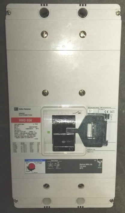 Eaton HND312T33W Circuit Breaker With 1200 Amp Trip Cat. 12nes1200t - 1200 Ampere Circuit Breaker With Trip Contact - EATON