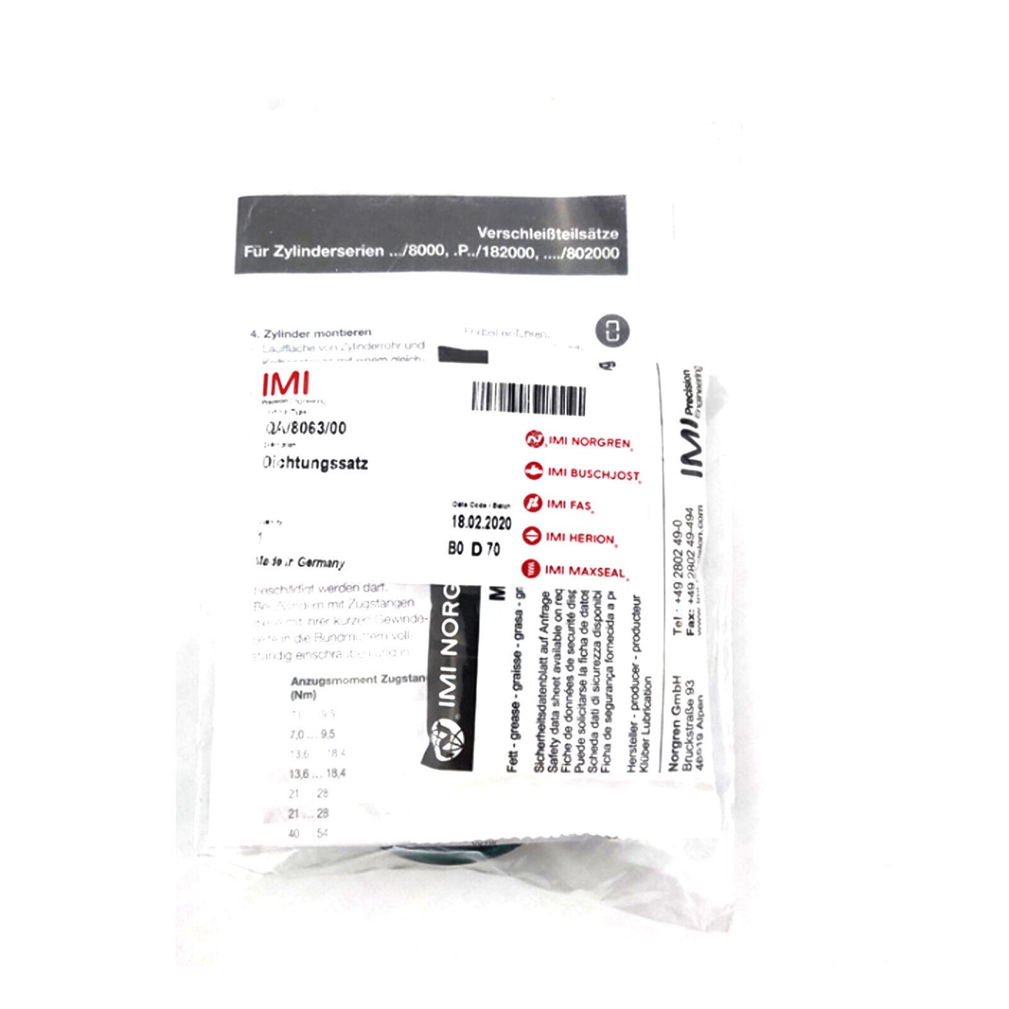 NORGREN Cylinder Service Kit QA/8063/00 - NORGREN