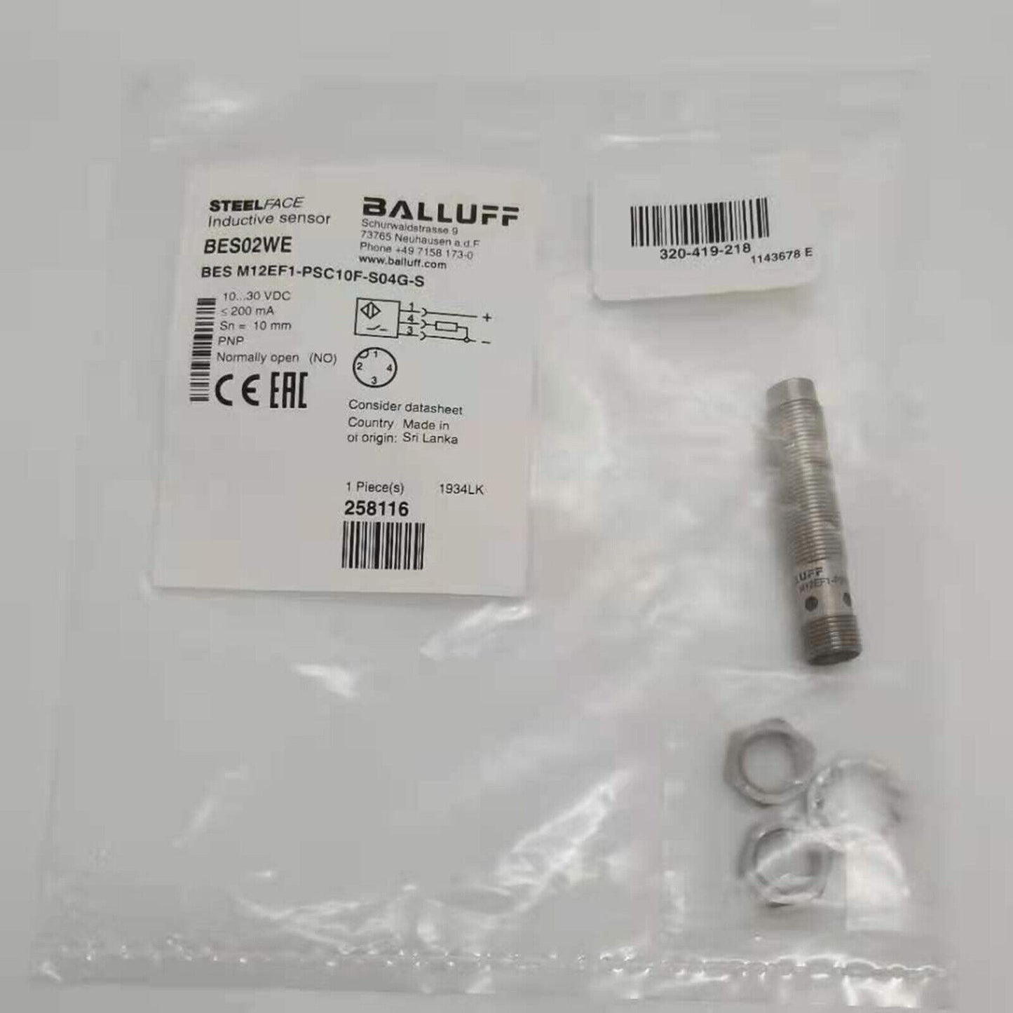 Balluff Proximity Switch BES M12EF1-PSC10F-S04G-S - BALLUFF