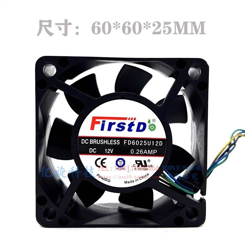 FIRSTD FD6025U12D DC12V 0.26A 6CM 4-Wire PWM Speed Control Cooling Fan