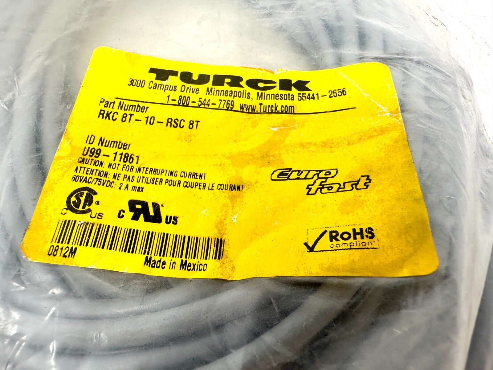 new Turck RKC 8T-10-RSC 8T Cable U99-11861 - TURCK