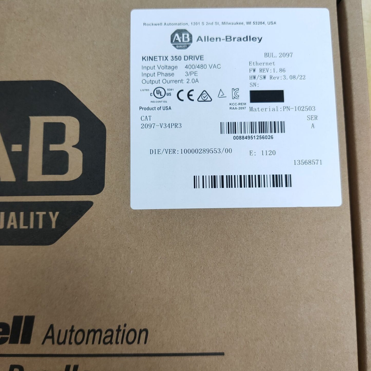 New Factory Sealed Kinetix 300 Servo Driver - Allen Bradley 2097V34PR3 - ALLEN BRADLEY