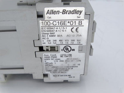 Allen Bradley 100-C16EJ01 SERIES B CONTACTOR 240VAC 16A 4 POLE - ALLEN BRADLEY