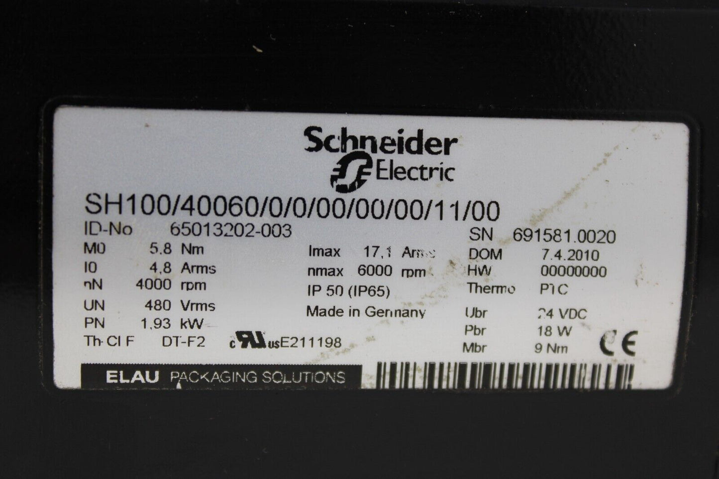 used Schneider SH100/40060/0/0/00/00/00/11/00 Motor - SCHNEIDER