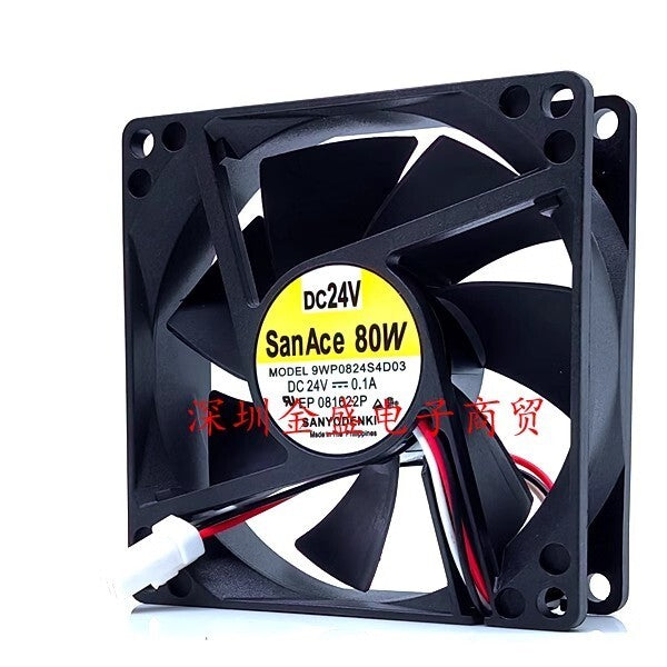 Sanyo 9WP0824S4D03 DC24V 0.1A 80*80*25MM 3-Pin Inverter Server Cooling Fan