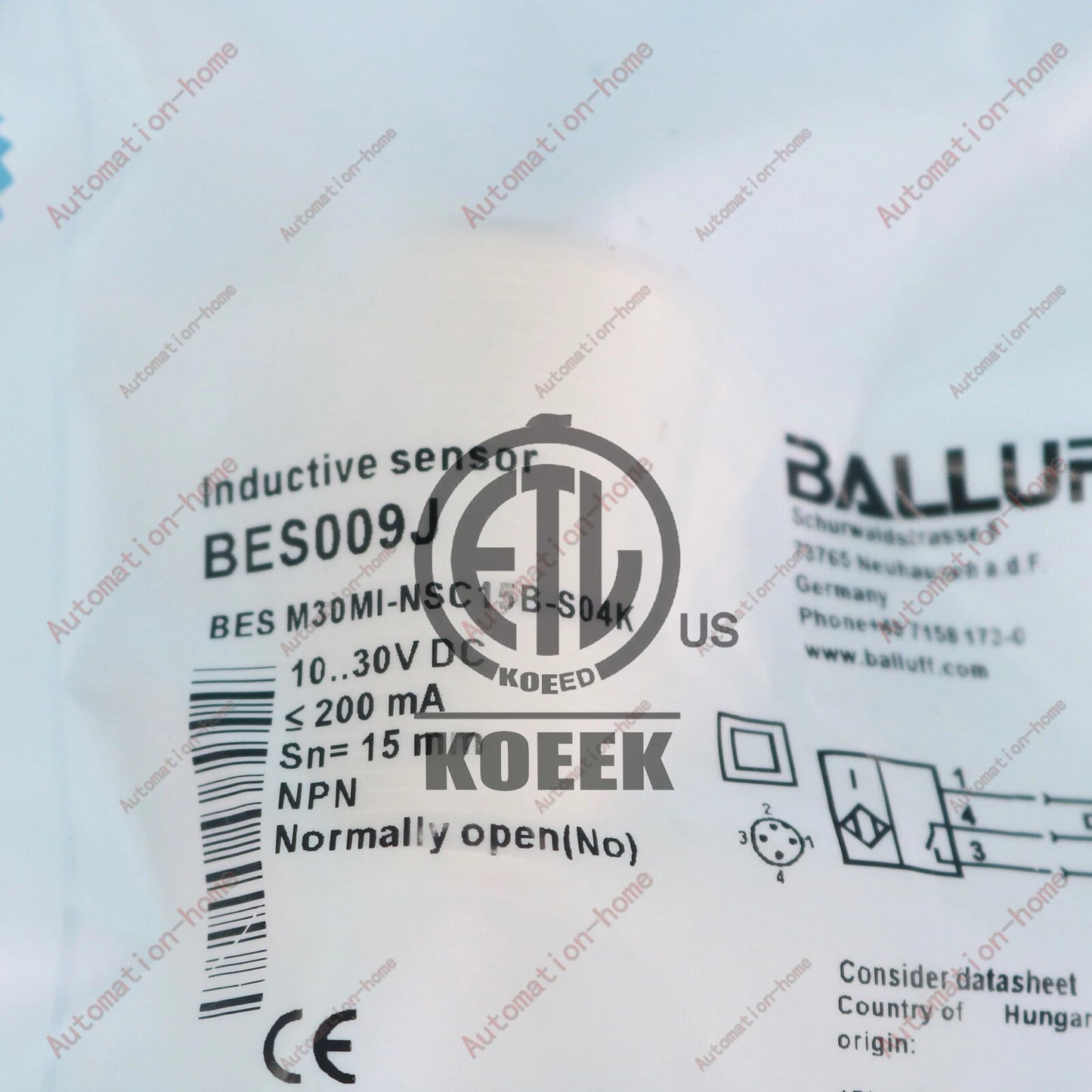 1PC proximity switch BES M30MI-NSC15B-S04K BES009J