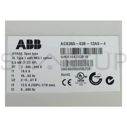 new  In Box ABB ACS355-03E-12A5-4 Inverter Drive