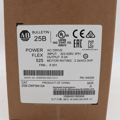 Allen-Bradley PowerFlex 525 2.2kW 3Hp AC Drive - ALLEN-BRADLEY