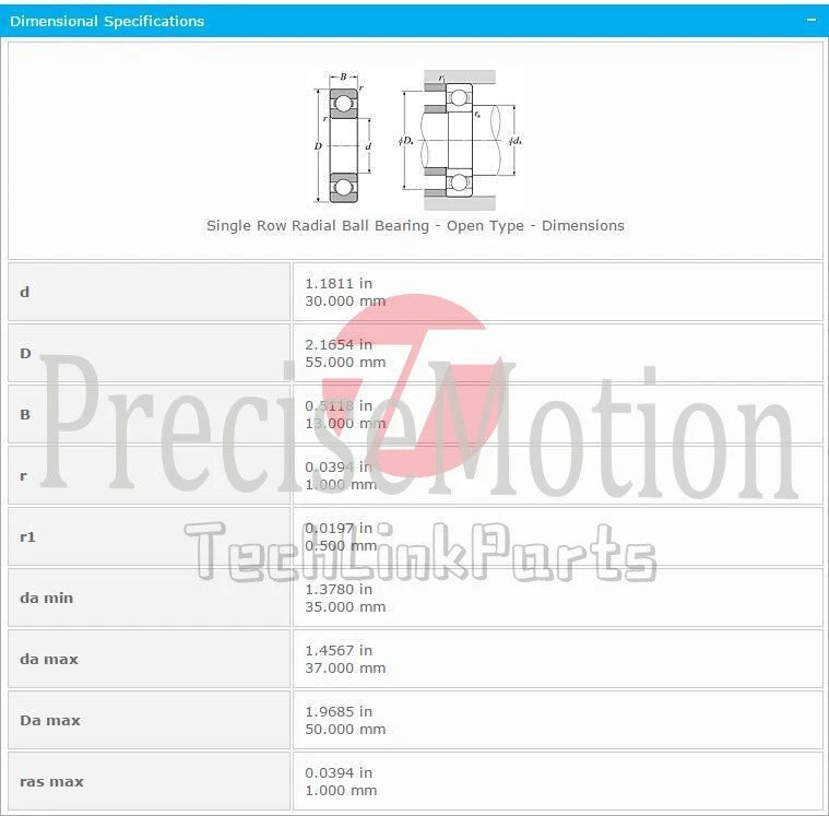 NTN 6006 Single Row Radial Ball Bearing - Open Type 30x55x13mm #
